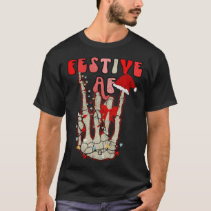T-shirt Graphisme de Noël festif de main squelettique AF