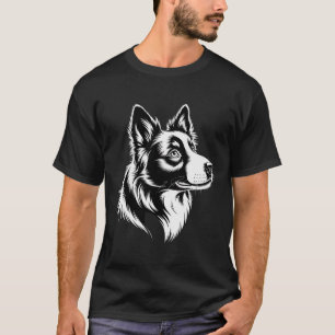 T-shirt Graphisme de portrait de Border Collie – Noir mini