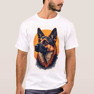 T-shirt Graphisme de portrait de chien berger allemand