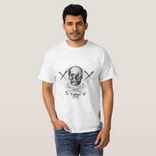 T-shirt Graphisme de studio de tatouage crâne et os croisé