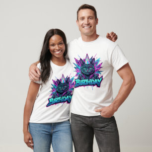 T-shirt Graphisme pour fête d'anniversaire de chat cyberpu