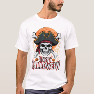 T-shirt Graphisme vectoriel de crâne de pirate d'Halloween