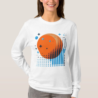 T-shirt Gras Orange Circle & Fading Blue Dot Grid Femmes
