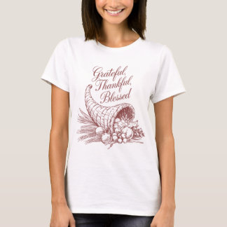 T-shirt Grateful Thankful Blessed Cornucopia Line Art