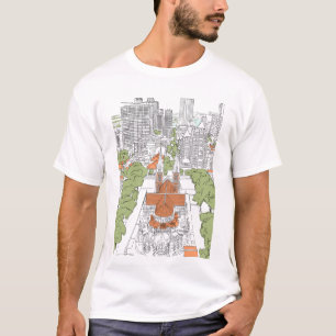 T-shirt gratte-ciel bâtiments église