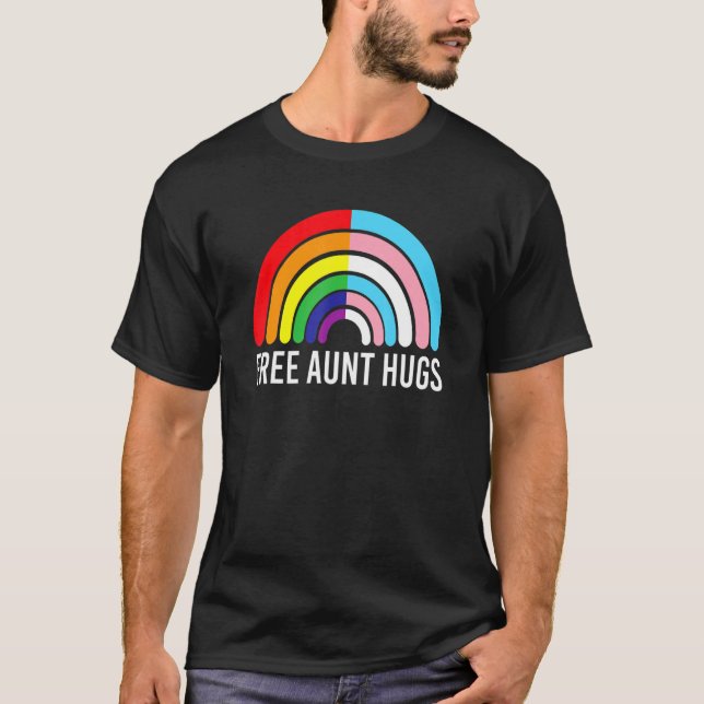 T-shirt Gratuit Tantes Hugues Arc-en-ciel Transgenre Drape (Devant)