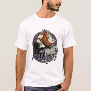 T-shirt Gravure ancienne Chevaux au galop Design céleste
