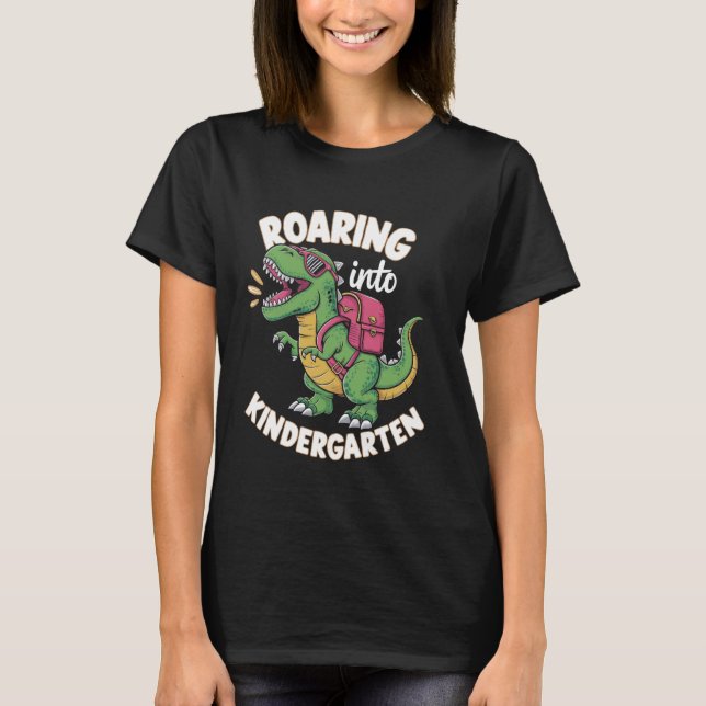 T-shirt Gravure dans la maternelle T Rex Dinosaur Retour à (Devant)