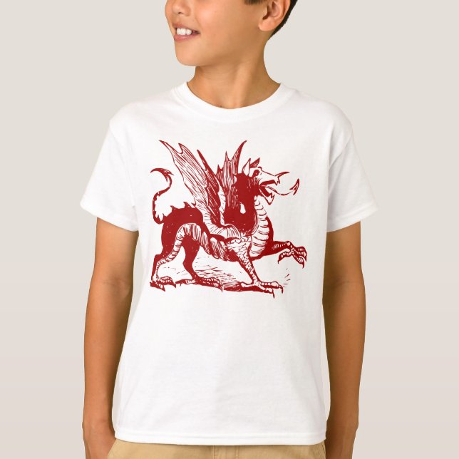T-shirt Gravure de dragon - Ruby Red (Devant)
