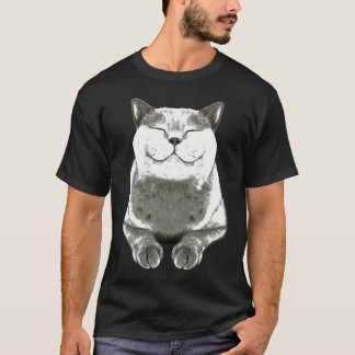 T-shirt Gray Chat Smile Eager Visage Chats Tee - shirt