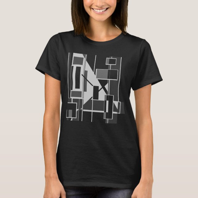 T-shirt Gray Cubist géométrique MCM d'inspiration Abstrait (Devant)