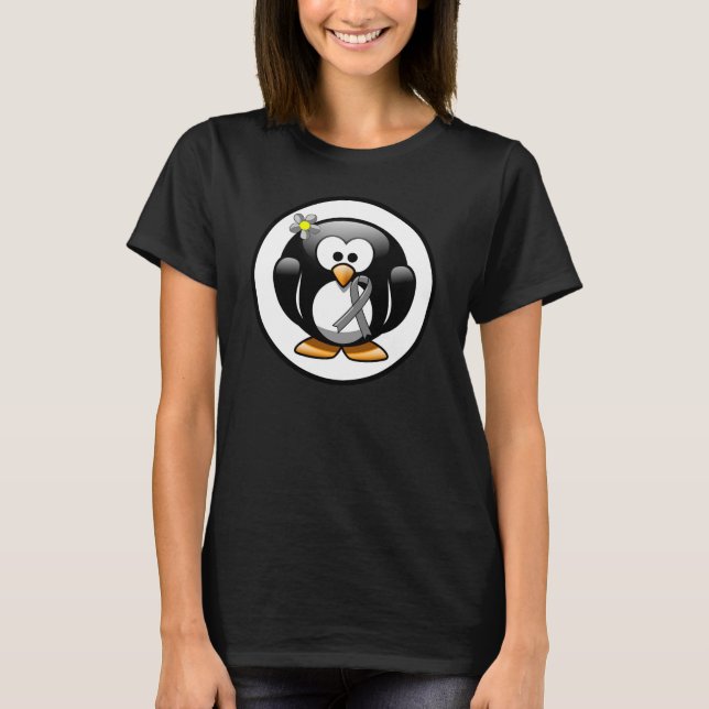 T-shirt Gray Sensibilisation Ruban Penguin (Devant)