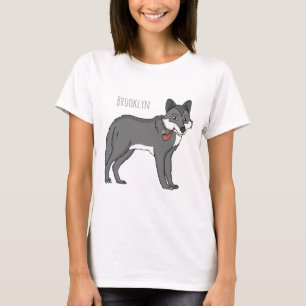 T-shirt Gray wolf with pipe cartoon