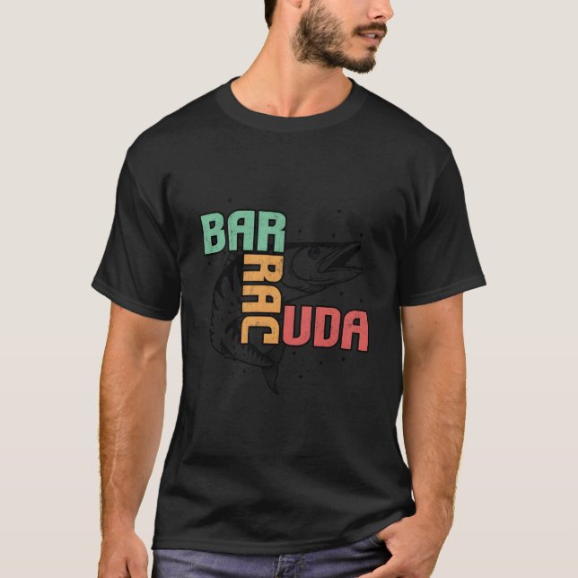 T-shirt Great Barracuda Cuda Pêche Faune Salle Wi-Fi (Devant)