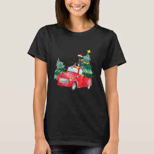 T-shirt Great Dane Chien Ride Camion Rouge Chien de Noël P