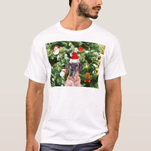 T-shirt Great Dane w Christmas Tree Cadeaux Boîtes de Noël