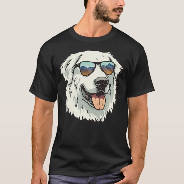 T-shirt Great Pyrenees Dog Sunglasses (Devant)