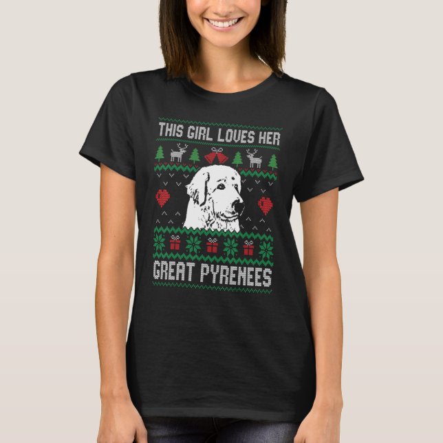T-shirt Great Pyrenees Girl Cool Ugly Christmas for Dog Mo (Devant)