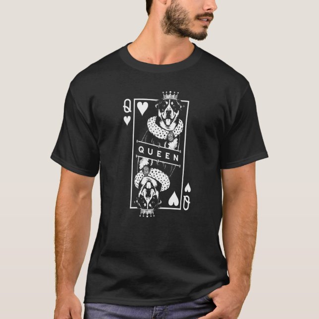 T-shirt Greater Swiss Mountain Dog Queen Of Hearts Card Po (Devant)