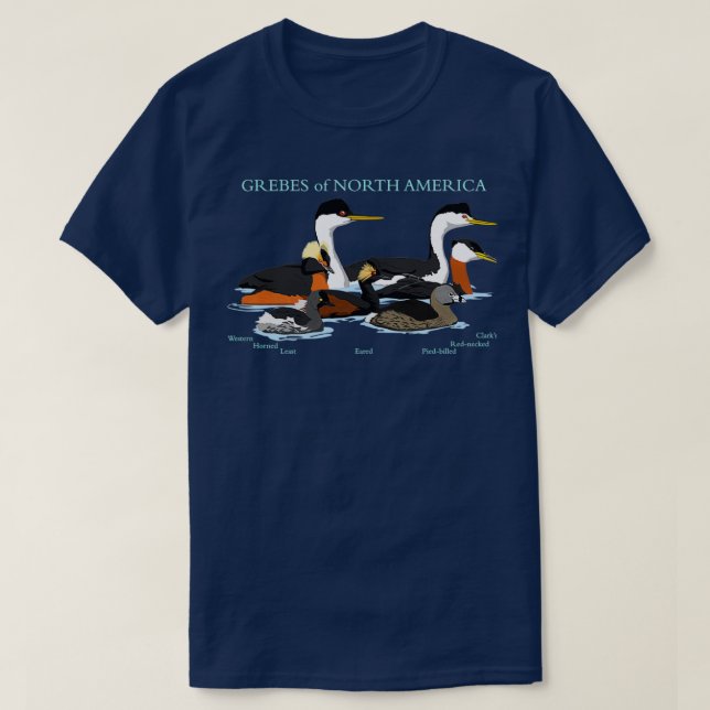 T-shirt Grebes d'Amérique du Nord avec texte (Design devant)