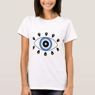 T-shirt Grec Mal Oeil Bleu Noir Blanc