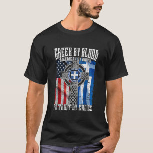 T-shirt Grec Par Sang Américain Par Naissance Patriote Par