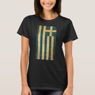 T-shirt Grèce Drapeau Vintage Grunge femmes noir