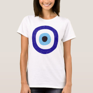 T-shirt Grèce Mal Eye Distressed Design Blanc féminin