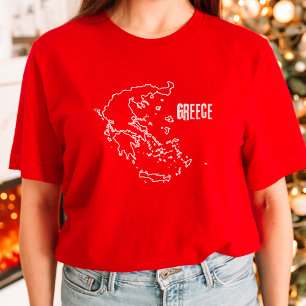 T-shirt Grèce Plan du pays Ligne Frontière grecque Forme h