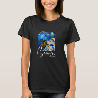 T-shirt Grèce Santorin à la peinture de nuit Santorin