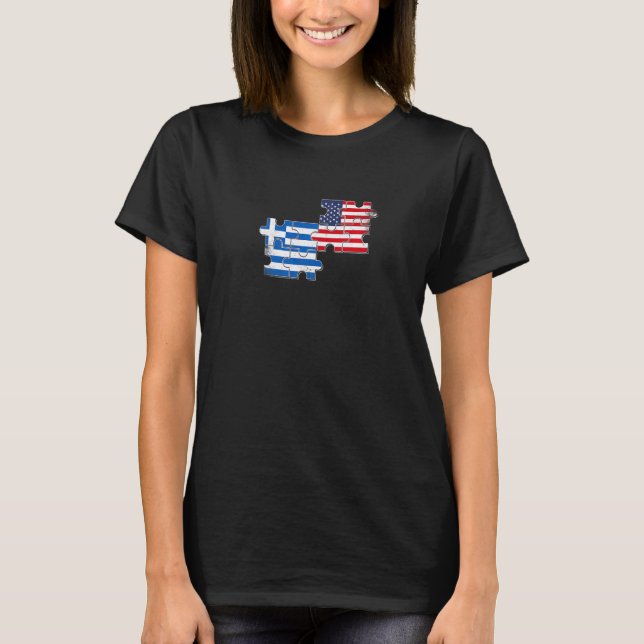 T-shirt Grèce Usa Loots Racines Grecque Américain Drapeau (Devant)