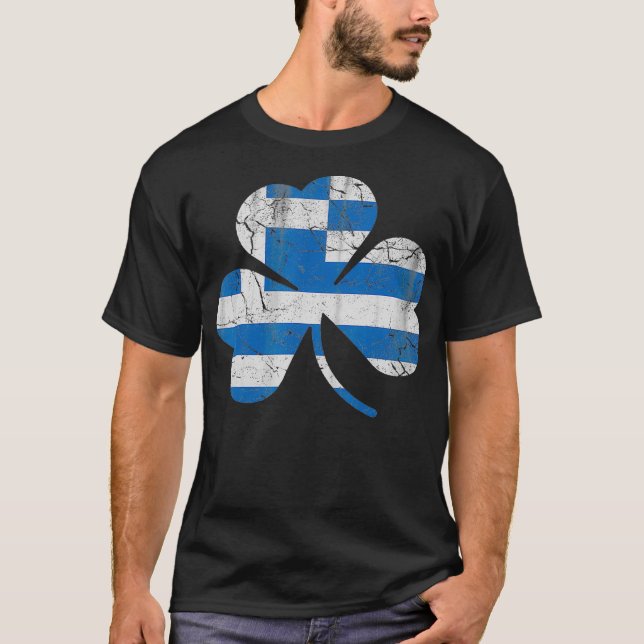 T-shirt Greek Flag Shamrock Irish  St Patricks Day (Devant)