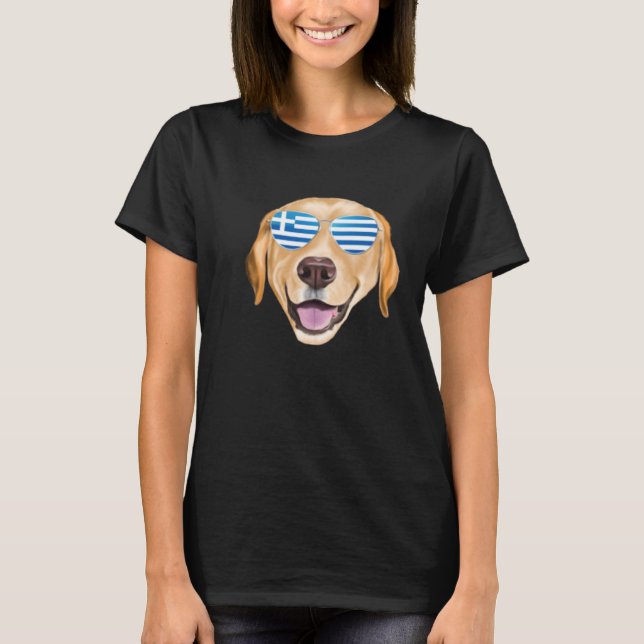 T-shirt Greek Flag Yellow Labrador Retriever Dog Greece Po (Devant)