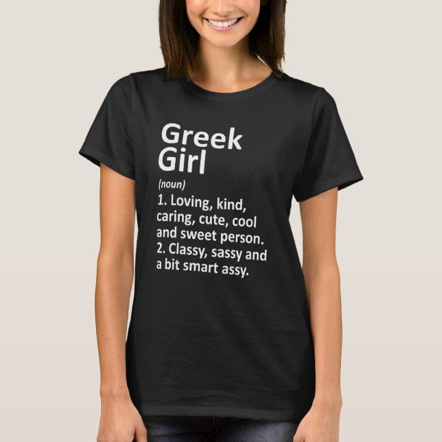 T-shirt GREEK GIRL GREECE Cadeau Funny Country Accueil Rac (Devant)