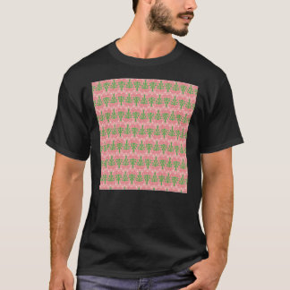 T-shirt Greek Pottery Motif Pink, Green &amp; Red, Classic