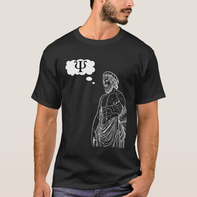 T-shirt Greek Psi Statue Thought Bubble Expressing Thought (Devant)