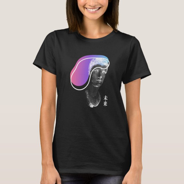 T-shirt Greek Statue Artsy Vaporwave Retrowave Kanji (Devant)