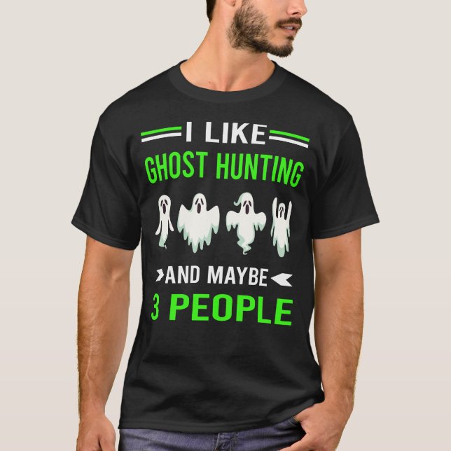 T-shirt Green 3 Personnes Fantôme Chasse Paranormal (Devant)