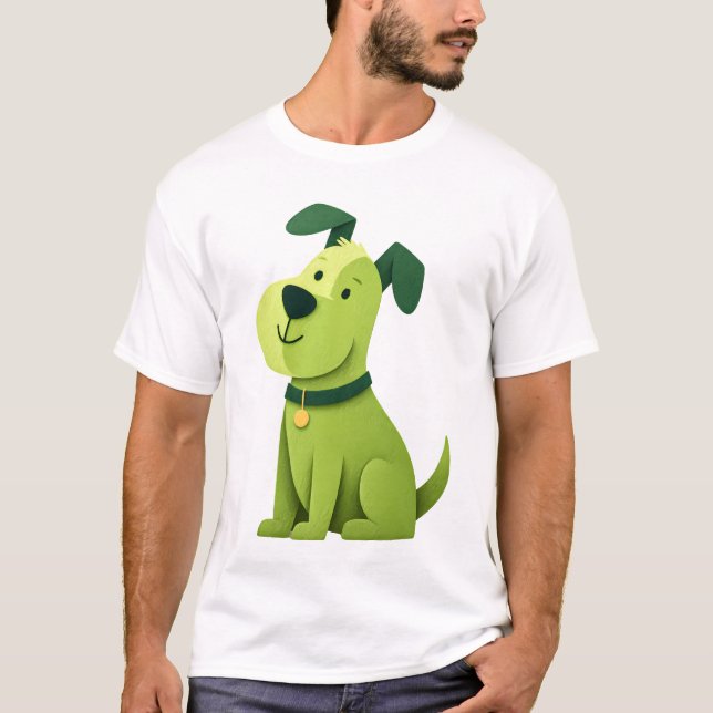 T-shirt Green Cartoon Dog (Devant)