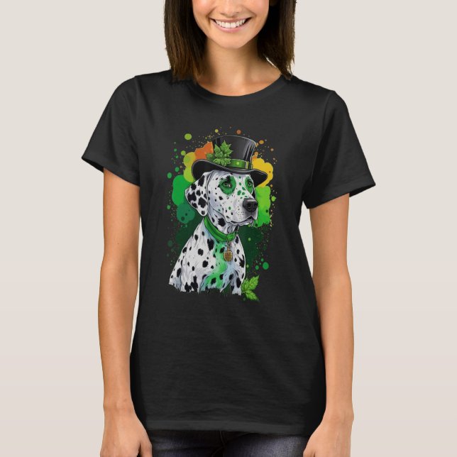 T-shirt Green Dalmatian shamrock on St Patricks Day Dalmat (Devant)