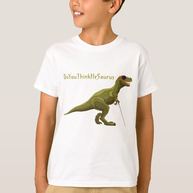 T-shirt Green DoYouThinkHeSaurus Dinosaur (Devant)