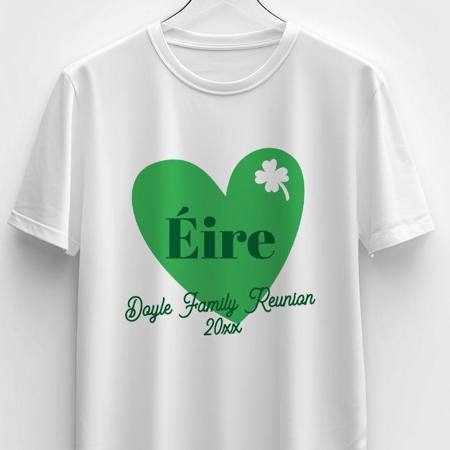 T-shirt Green Four Leaf Clover Heart Éire Ireland Reunion (Créateur téléchargé)