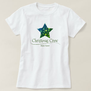 T-shirt Green Gold Star mignonne moderne Noël femmes