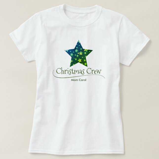 T-shirt Green Gold Star mignonne moderne Noël femmes (Design devant)