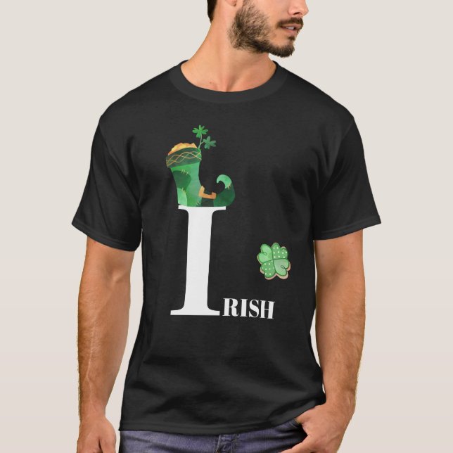 T-shirt *~* Green IRISH IRLANDE Leprechaun Clover Shover (Devant)