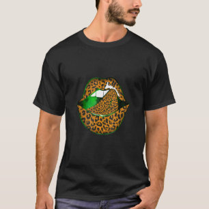T-shirt Green Leopard Lips Kiss Me Jour de la Saint Patric