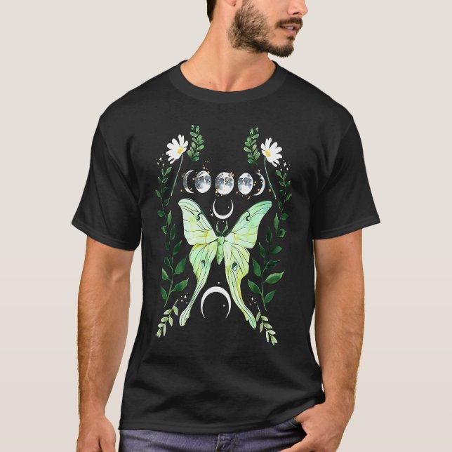 T-shirt Green Luna Moth Witchy Dark Academia Moon Gothic C (Devant)