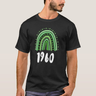 T-shirt Green Rainbow Année De Naissance 1960 Anniversaire