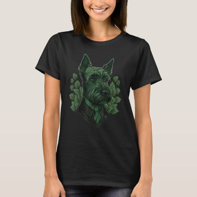 T-shirt Green Scottish Terrier shamrock on St Patricks Day (Devant)
