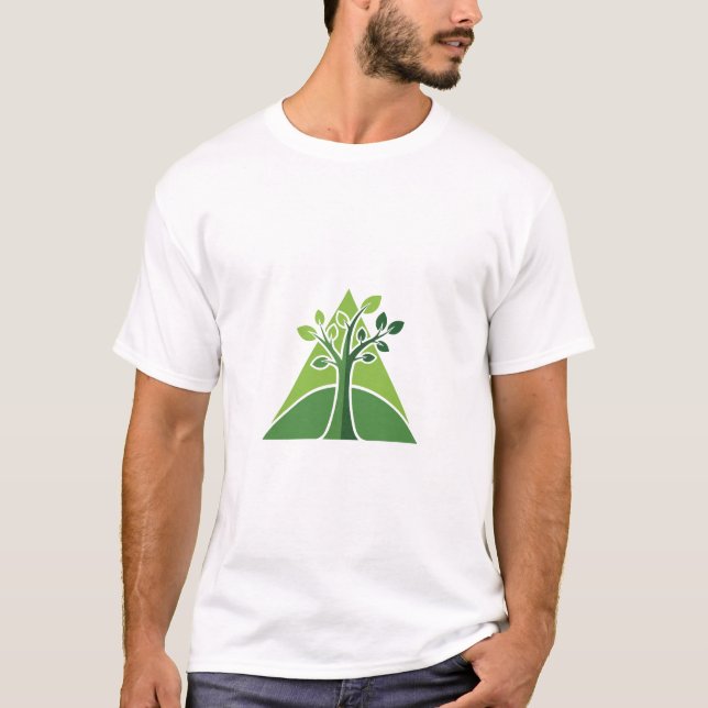 T-shirt Green Tree Triangle Nature Lover Minimalist Tee (Devant)